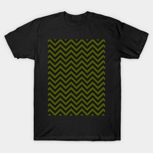 Black and Olive Green Chevron Zig Zag T-Shirt